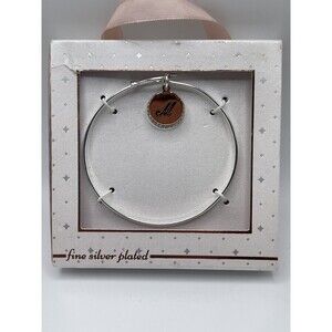 KOHL’S Initial M Crystal Disc Charm Bangle Bracelet New